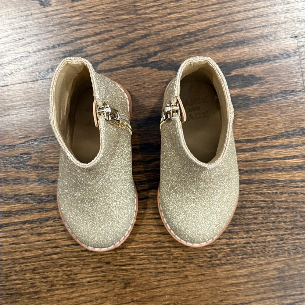 Janie and Jack Gold Glitter Ankle Boots Girls Size 4